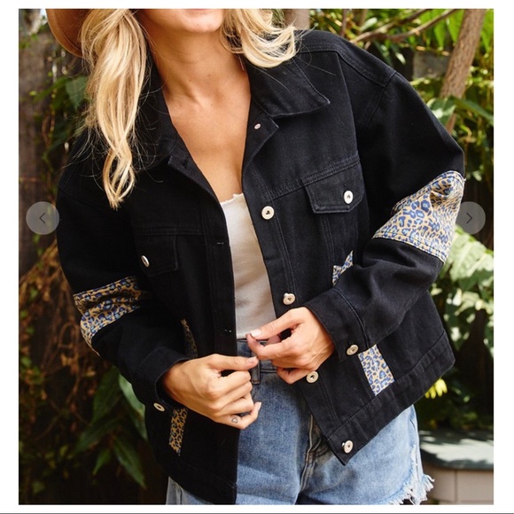 Fashion Leopard contrast Twill Jacket - Picture 5 of 7